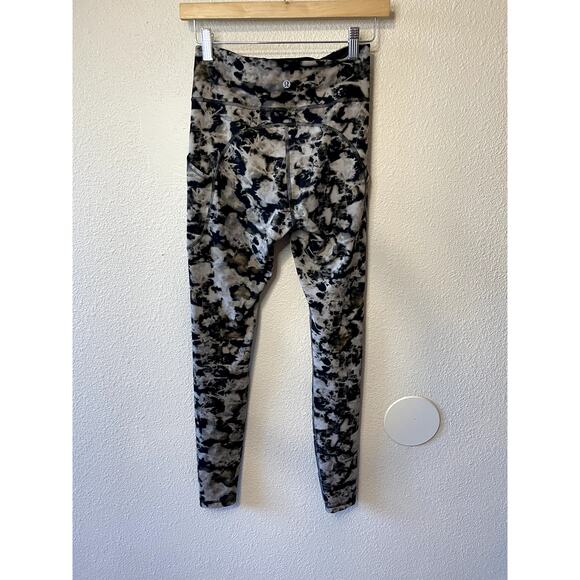 Lululemon Align Tie Dye Black Gray High Rise Ankle Legging Side Pocket Sz 6 Yoga - Picture 3 of 11